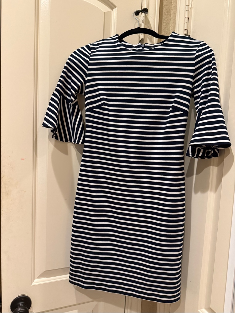 Banana Republic Navy and White Striped Midi Dress